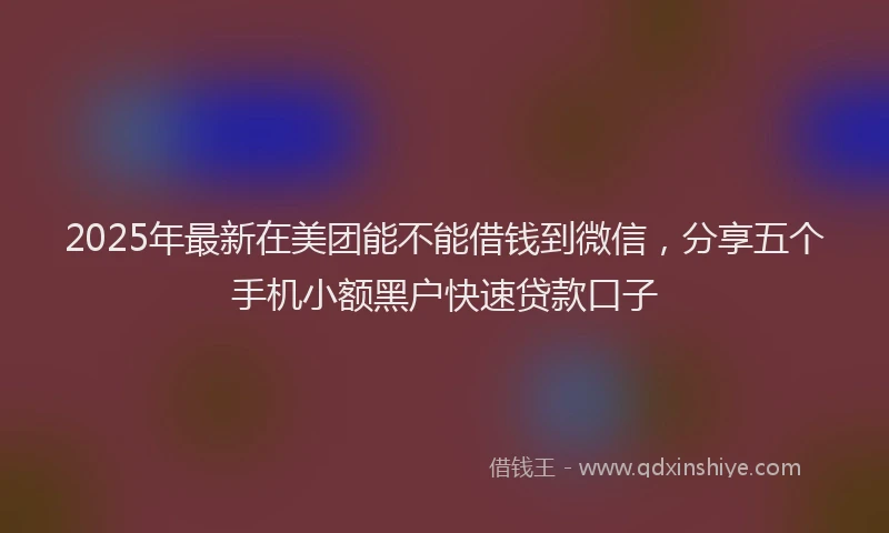2025年最新在美团能不能借钱到微信，分享五个手机小额黑户快速贷款口子