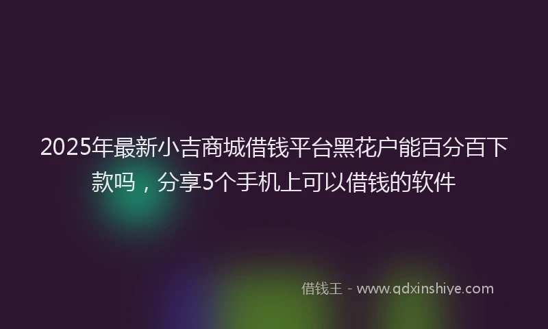 2025年最新小吉商城借钱平台黑花户能百分百下款吗，分享5个手机上可以借钱的软件