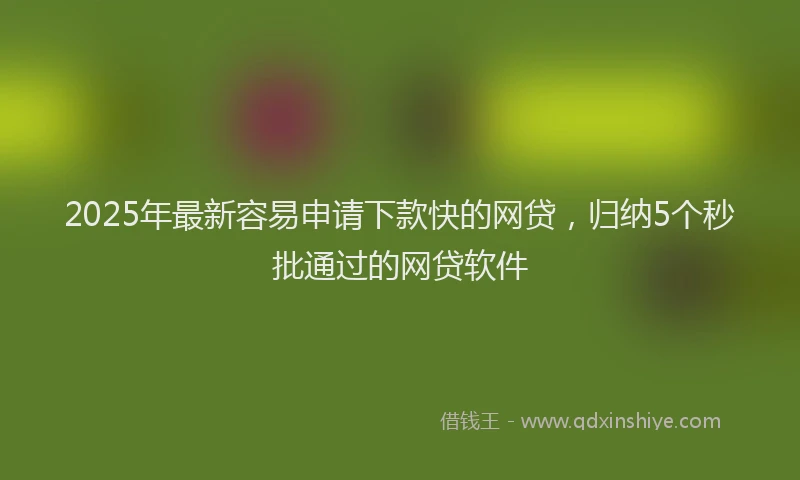 2025年最新容易申请下款快的网贷，归纳5个秒批通过的网贷软件