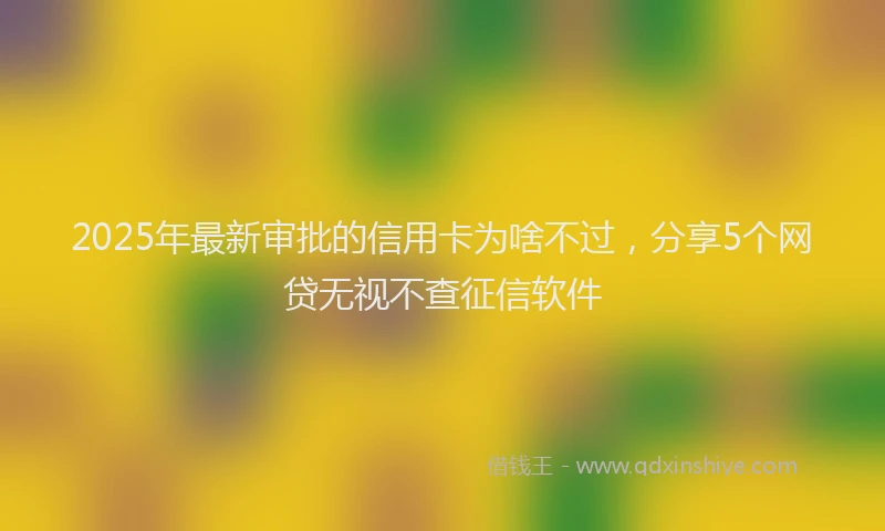 2025年最新审批的信用卡为啥不过，分享5个网贷无视不查征信软件