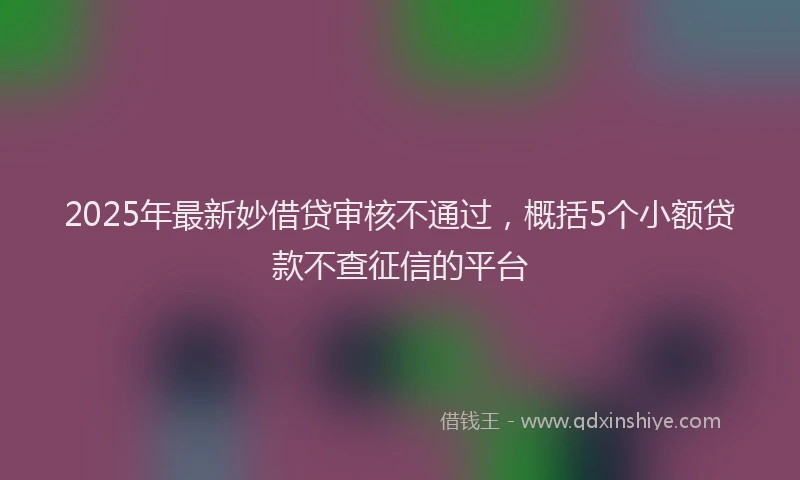 2025年最新妙借贷审核不通过，概括5个小额贷款不查征信的平台