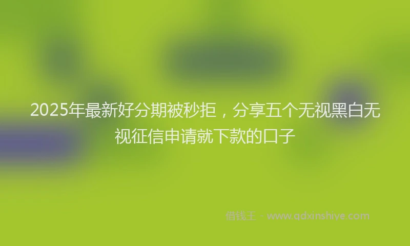 2025年最新好分期被秒拒，分享五个无视黑白无视征信申请就下款的口子