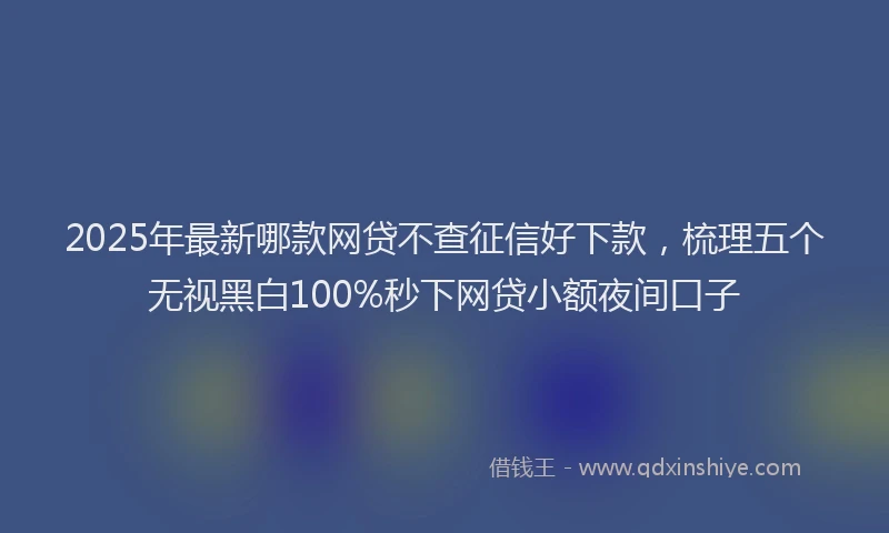 2025年最新哪款网贷不查征信好下款，梳理五个无视黑白100%秒下网贷小额夜间口子