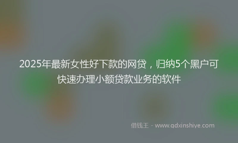 2025年最新女性好下款的网贷，归纳5个黑户可快速办理小额贷款业务的软件