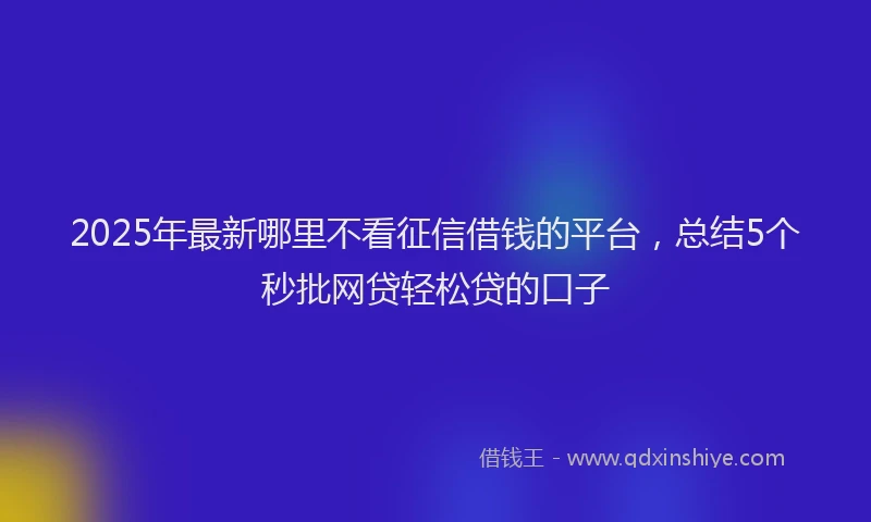 2025年最新哪里不看征信借钱的平台，总结5个秒批网贷轻松贷的口子