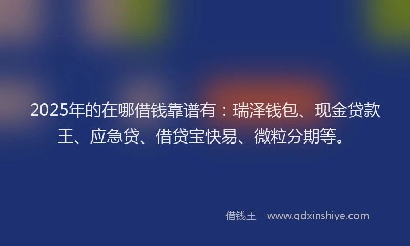 2025年的在哪借钱靠谱有：瑞泽钱包、现金贷款王、应急贷、借贷宝快易、微粒分期等。