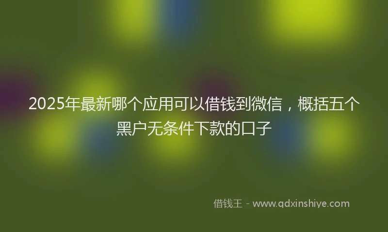 2025年最新哪个应用可以借钱到微信，概括五个黑户无条件下款的口子