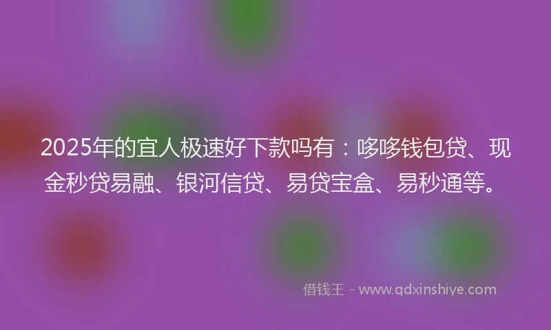 2025年的宜人极速好下款吗有：哆哆钱包贷、现金秒贷易融、银河信贷、易贷宝盒、易秒通等。