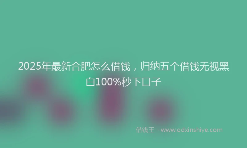 2025年最新合肥怎么借钱，归纳五个借钱无视黑白100%秒下口子