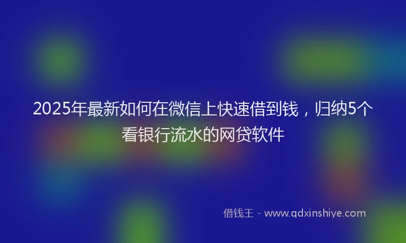 2025年最新如何在微信上快速借到钱，归纳5个看银行流水的网贷软件