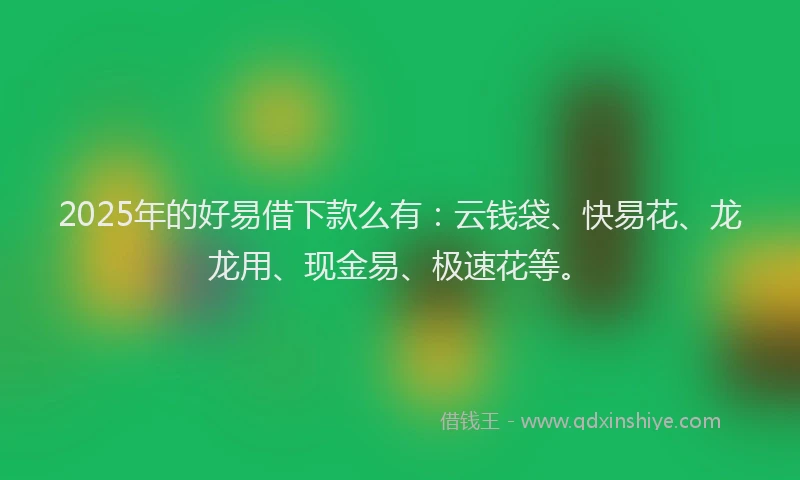2025年的好易借下款么有：云钱袋、快易花、龙龙用、现金易、极速花等。