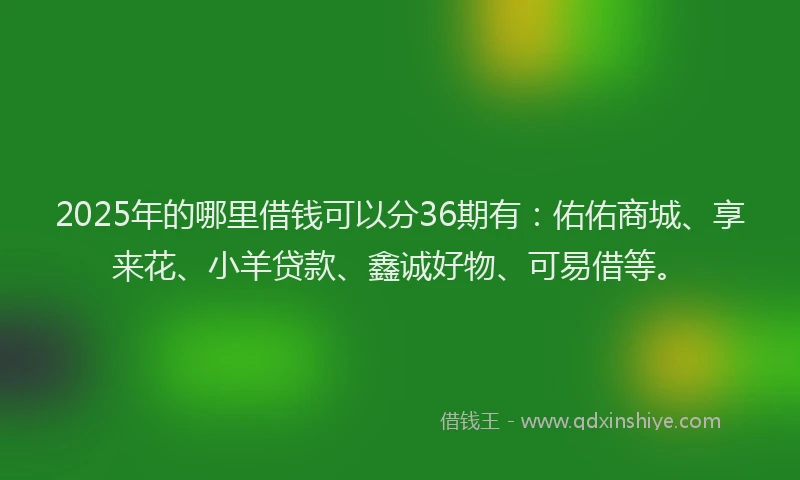 2025年的哪里借钱可以分36期有：佑佑商城、享来花、小羊贷款、鑫诚好物、可易借等。