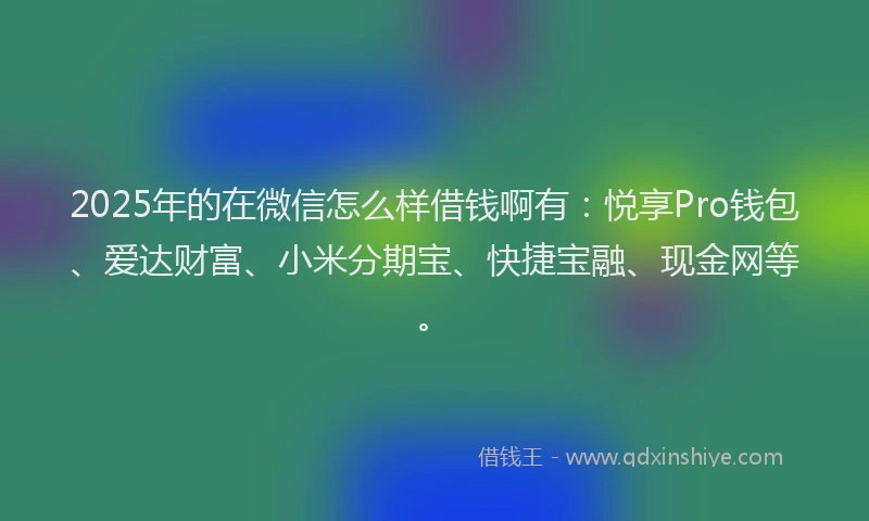 2025年的在微信怎么样借钱啊有：悦享Pro钱包、爱达财富、小米分期宝、快捷宝融、现金网等。