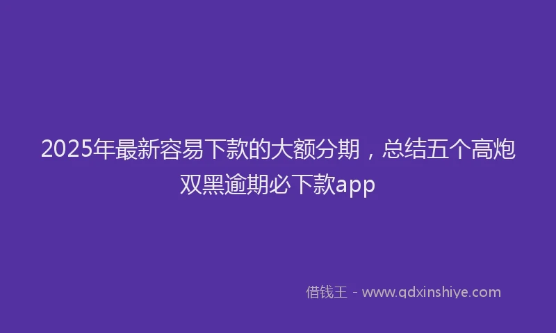 2025年最新容易下款的大额分期，总结五个高炮双黑逾期必下款app
