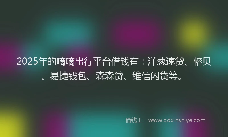 2025年的嘀嘀出行平台借钱有：洋葱速贷、榕贝、易捷钱包、森森贷、维信闪贷等。