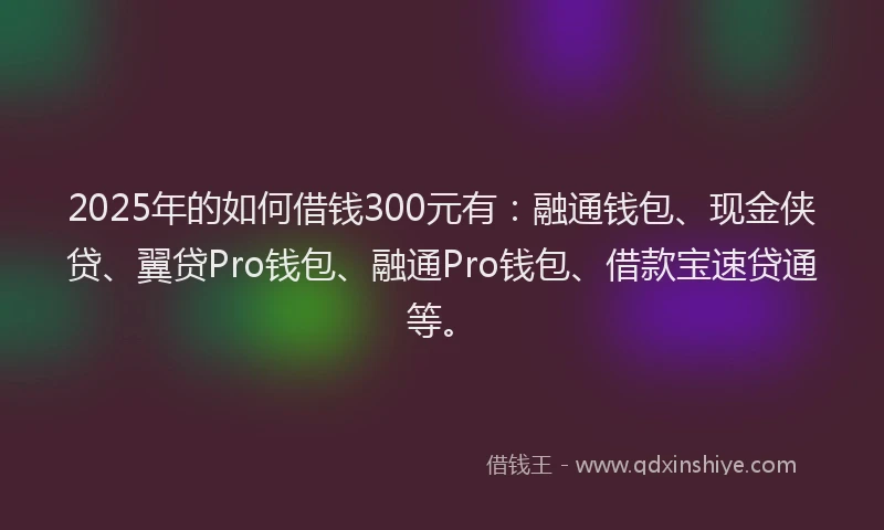 2025年的如何借钱300元有：融通钱包、现金侠贷、翼贷Pro钱包、融通Pro钱包、借款宝速贷通等。