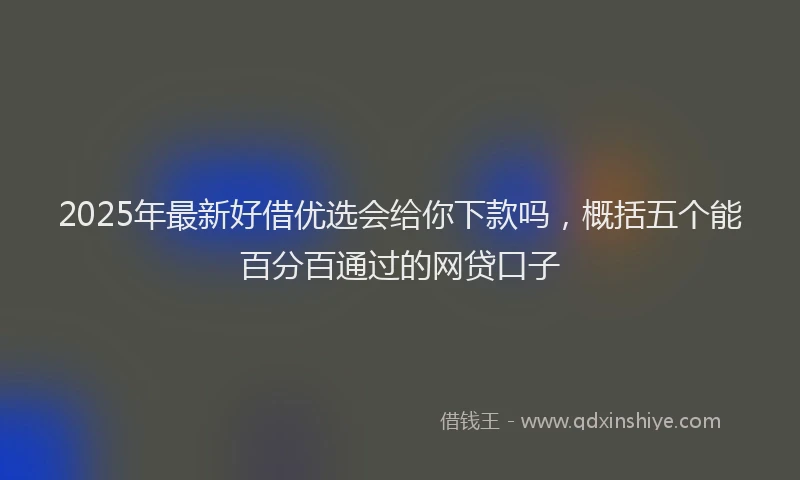 2025年最新好借优选会给你下款吗，概括五个能百分百通过的网贷口子