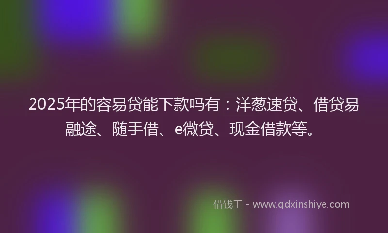 2025年的容易贷能下款吗有：洋葱速贷、借贷易融途、随手借、e微贷、现金借款等。