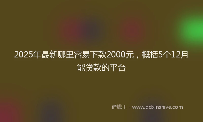 2025年最新哪里容易下款2000元，概括5个12月能贷款的平台