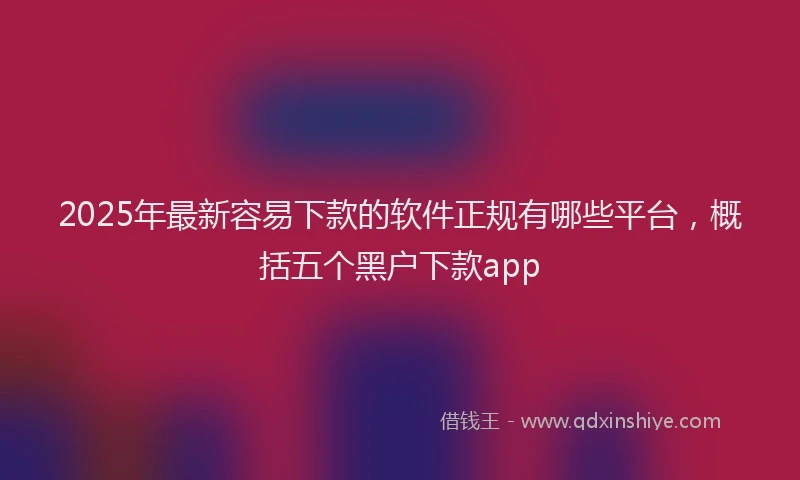 2025年最新容易下款的软件正规有哪些平台，概括五个黑户下款app