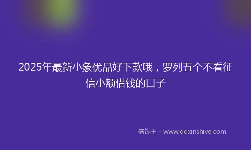 2025年最新小象优品好下款哦，罗列五个不看征信小额借钱的口子
