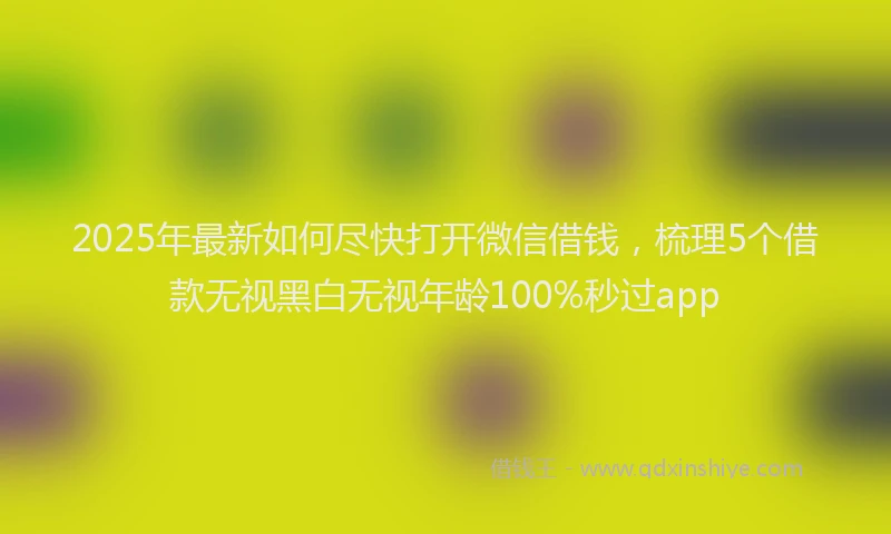 2025年最新如何尽快打开微信借钱，梳理5个借款无视黑白无视年龄100%秒过app