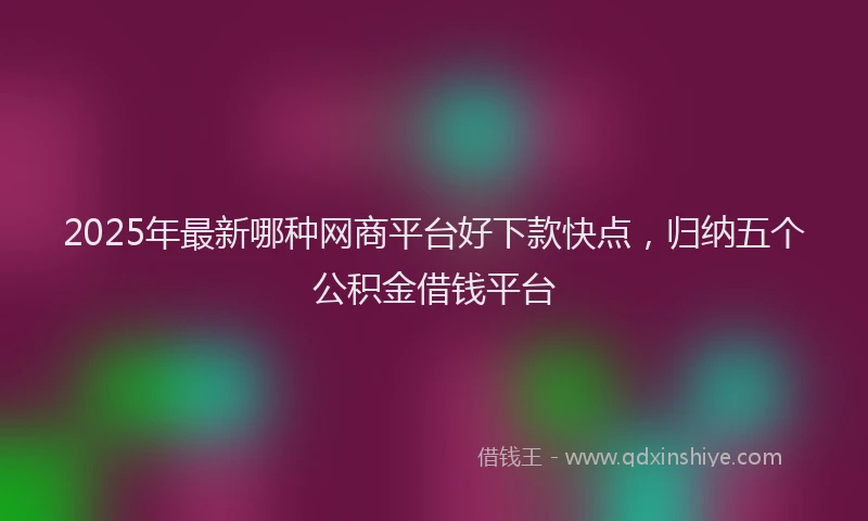 2025年最新哪种网商平台好下款快点，归纳五个公积金借钱平台
