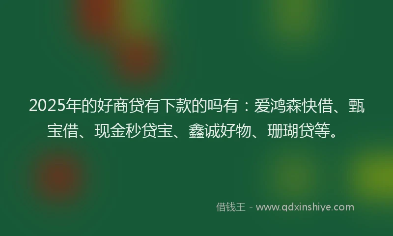 2025年的好商贷有下款的吗有：爱鸿森快借、甄宝借、现金秒贷宝、鑫诚好物、珊瑚贷等。