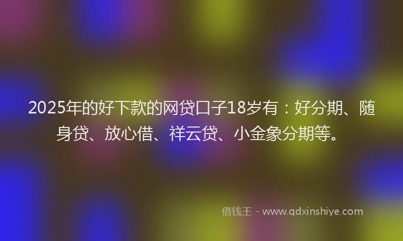 2025年的好下款的网贷口子18岁有：好分期、随身贷、放心借、祥云贷、小金象分期等。