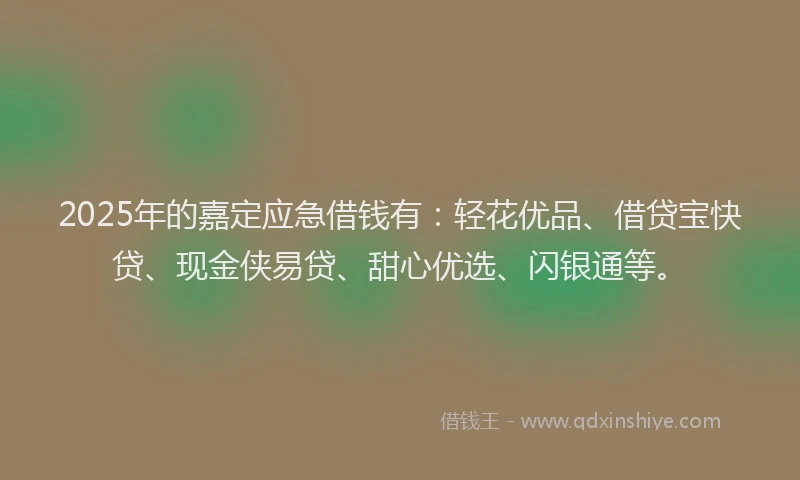 2025年的嘉定应急借钱有：轻花优品、借贷宝快贷、现金侠易贷、甜心优选、闪银通等。