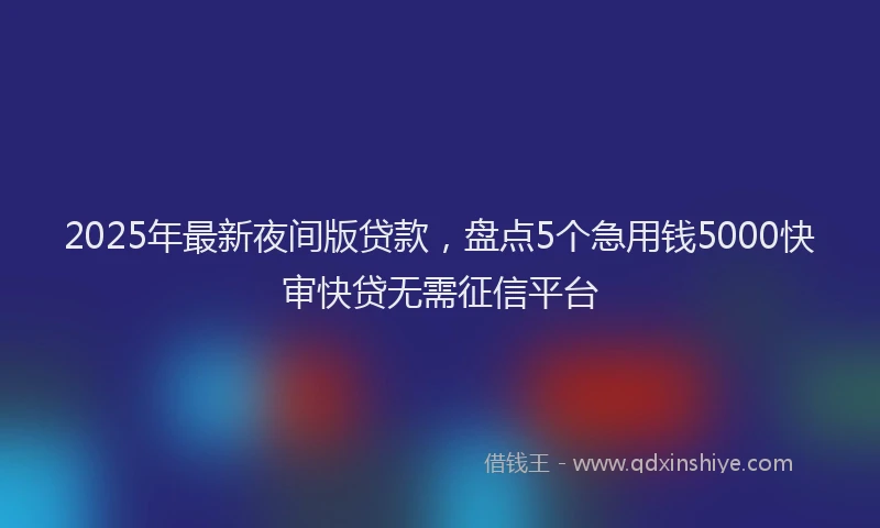2025年最新夜间版贷款，盘点5个急用钱5000快审快贷无需征信平台