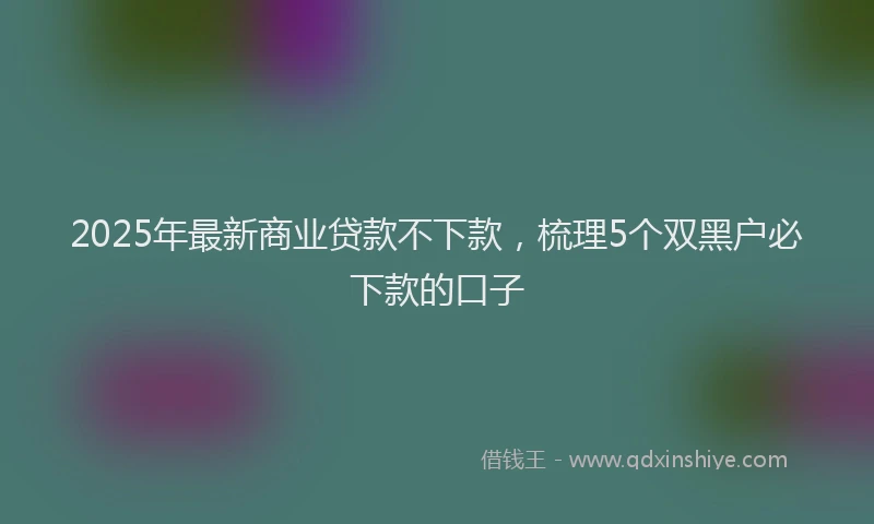 2025年最新商业贷款不下款，梳理5个双黑户必下款的口子