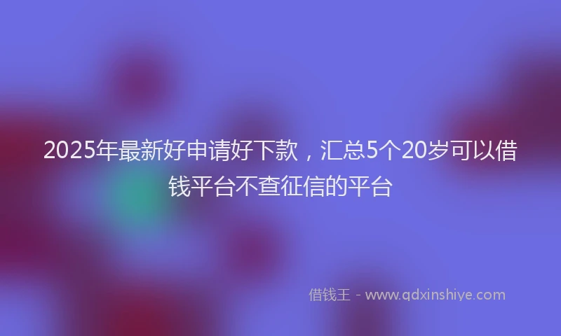 2025年最新好申请好下款，汇总5个20岁可以借钱平台不查征信的平台