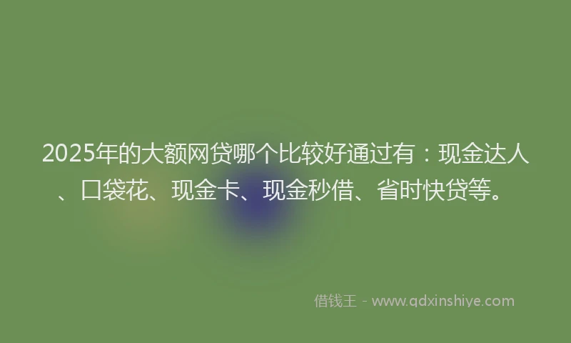 2025年的大额网贷哪个比较好通过有：现金达人、口袋花、现金卡、现金秒借、省时快贷等。
