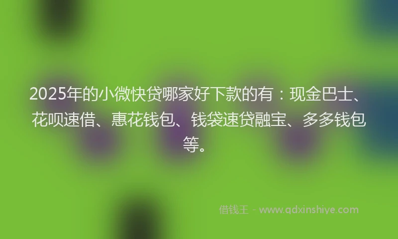2025年的小微快贷哪家好下款的有：现金巴士、花呗速借、惠花钱包、钱袋速贷融宝、多多钱包等。