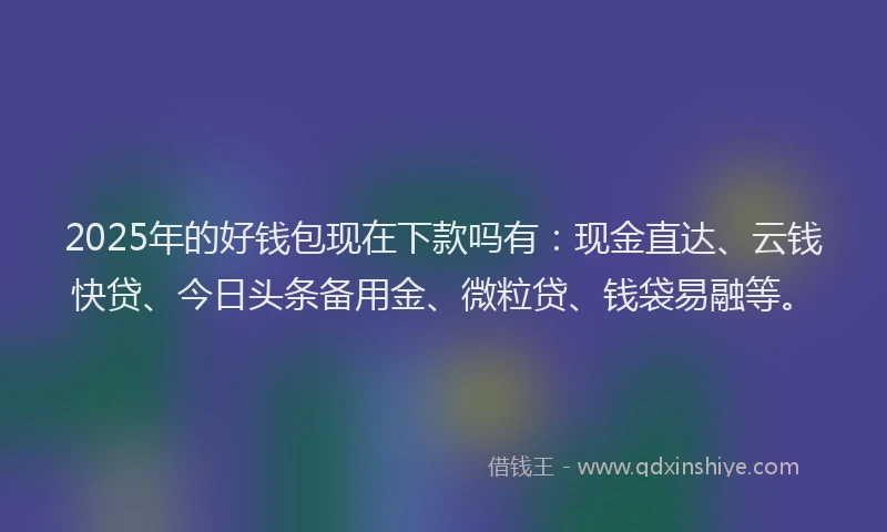 2025年的好钱包现在下款吗有：现金直达、云钱快贷、今日头条备用金、微粒贷、钱袋易融等。