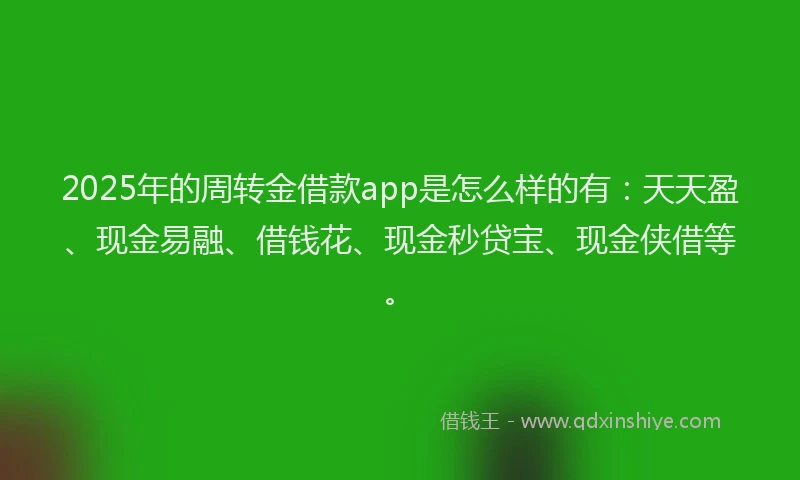 2025年的周转金借款app是怎么样的有：天天盈、现金易融、借钱花、现金秒贷宝、现金侠借等。