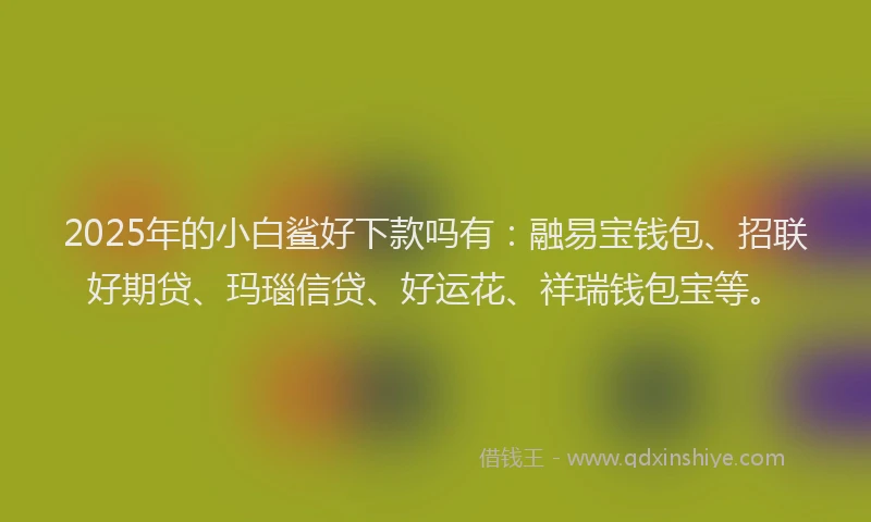 2025年的小白鲨好下款吗有：融易宝钱包、招联好期贷、玛瑙信贷、好运花、祥瑞钱包宝等。
