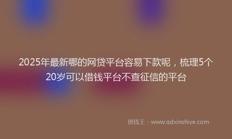 2025年最新哪的网贷平台容易下款呢，梳理5个20岁可以借钱平台不查征信的平台