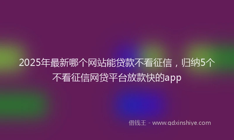 2025年最新哪个网站能贷款不看征信，归纳5个不看征信网贷平台放款快的app