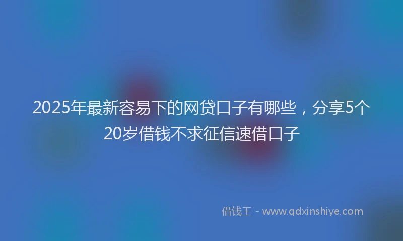 2025年最新容易下的网贷口子有哪些，分享5个20岁借钱不求征信速借口子