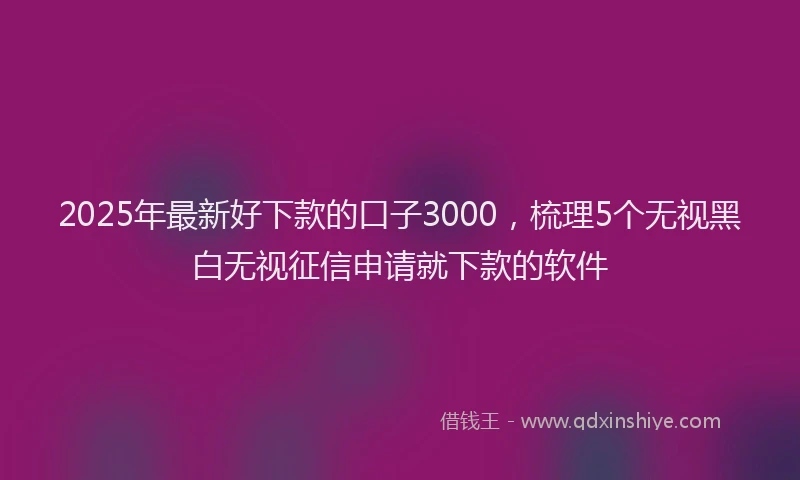 2025年最新好下款的口子3000，梳理5个无视黑白无视征信申请就下款的软件