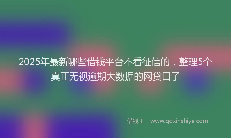 2025年最新哪些借钱平台不看征信的，整理5个真正无视逾期大数据的网贷口子
