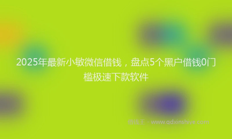2025年最新小敏微信借钱，盘点5个黑户借钱0门槛极速下款软件