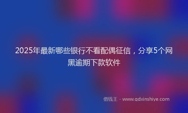 2025年最新哪些银行不看配偶征信，分享5个网黑逾期下款软件