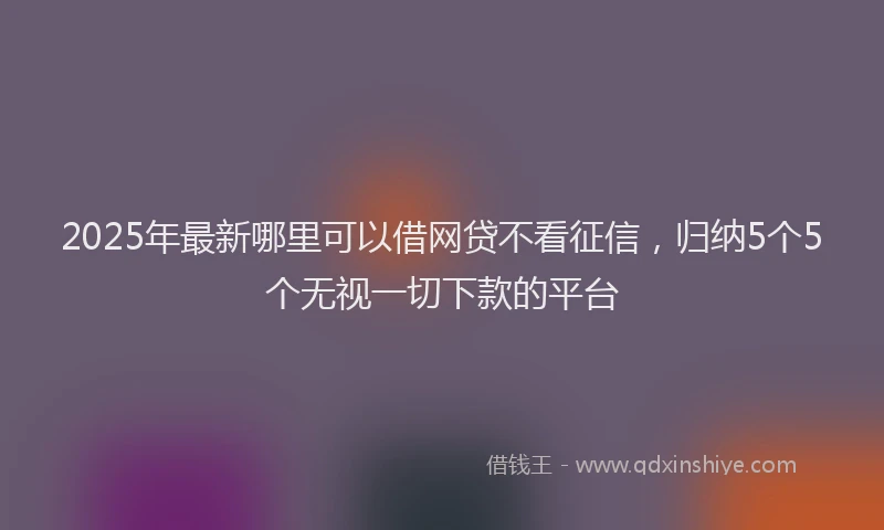 2025年最新哪里可以借网贷不看征信，归纳5个5个无视一切下款的平台