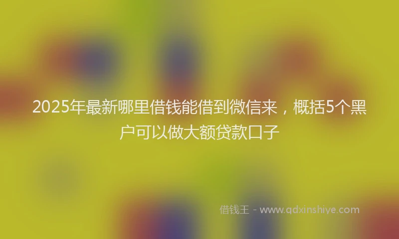 2025年最新哪里借钱能借到微信来，概括5个黑户可以做大额贷款口子