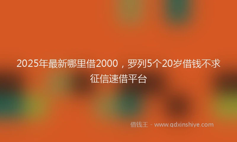 2025年最新哪里借2000，罗列5个20岁借钱不求征信速借平台