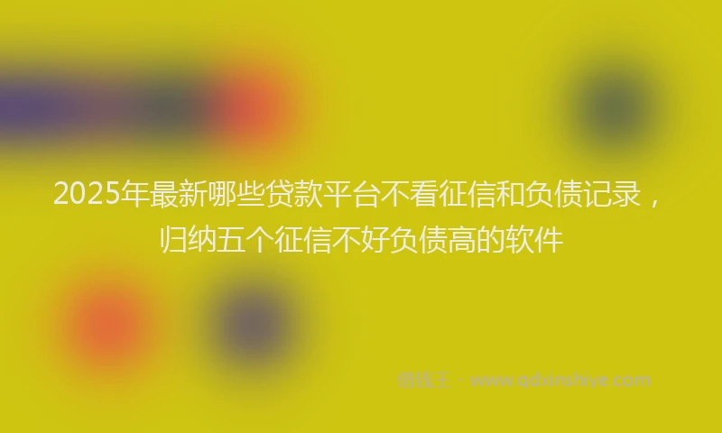 2025年最新哪些贷款平台不看征信和负债记录，归纳五个征信不好负债高的软件