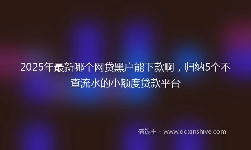 2025年最新哪个网贷黑户能下款啊，归纳5个不查流水的小额度贷款平台